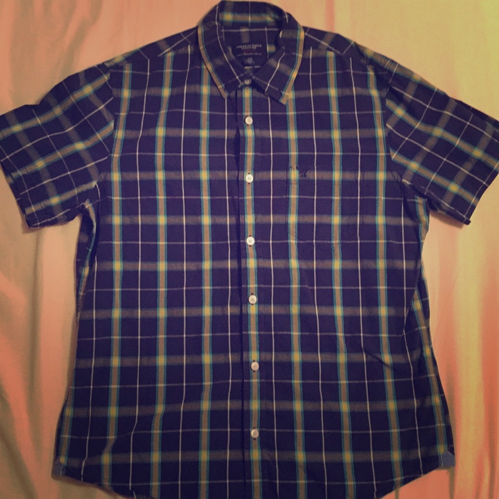 Plaid American Eagle Short Sleeve Button Down NWOT